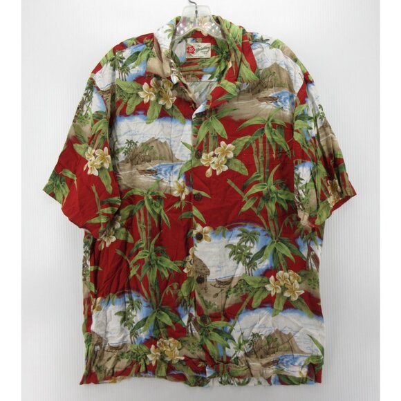 VINTAGE Hilo Hattie Shirt Large Hawaiian Button Up Floral Camp Aloha 90s - Picture 1 of 12